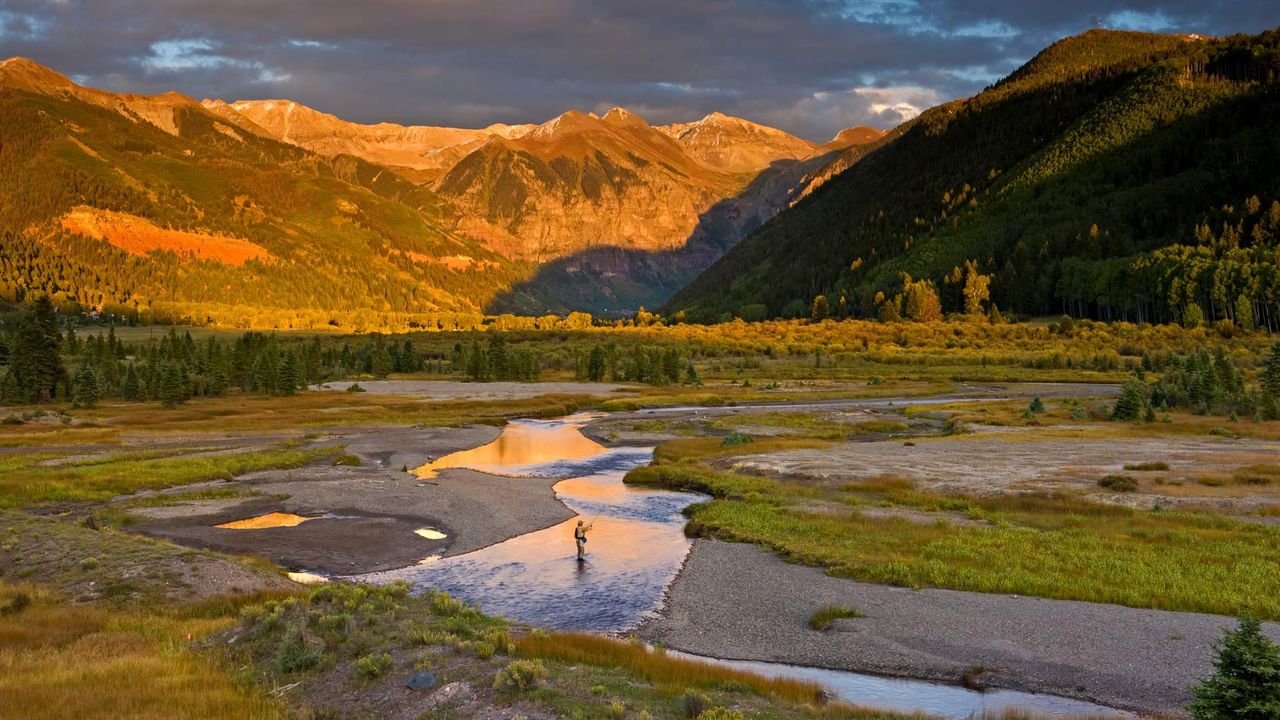 Fly fishing on the San Miguel River of Colorado, USA 