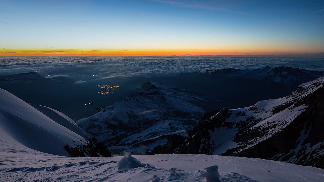 The Bernese Alps from Jungfraujoch railway station in Switzerland 