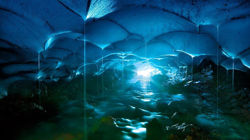 Inside a glacier cave in Oregon’s Three Sisters Wilderness 