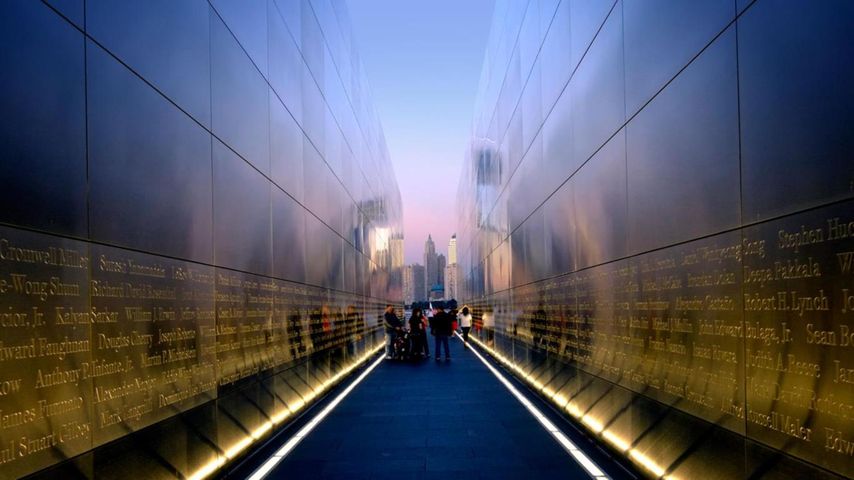 Visitors at the Empty Sky Memorial, Liberty State Park, Jersey City, New Jersey