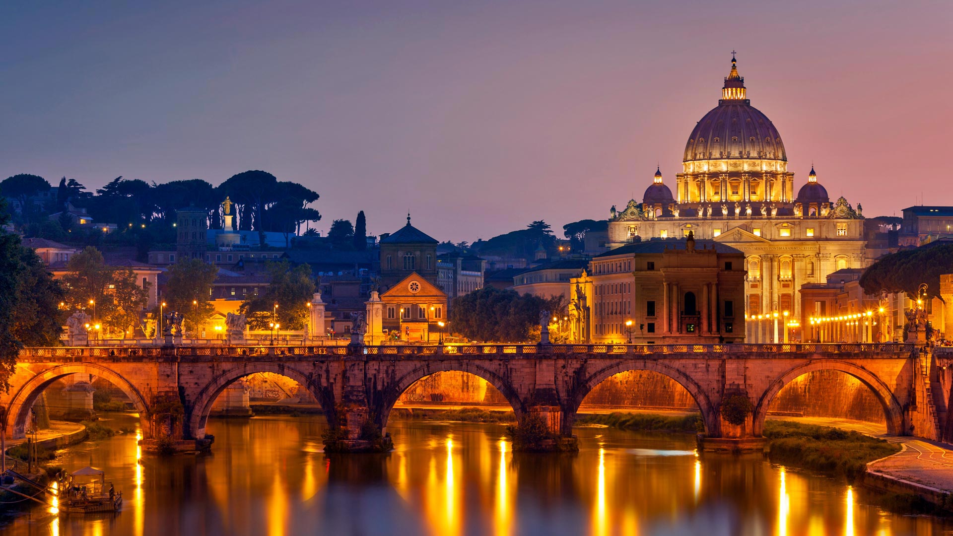 Pont Saint Ange Et Basilique Saint Pierre Du Vatican à Rome Italie