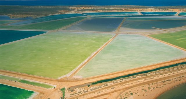 Saltpans at Shark Bay in west area of Australia