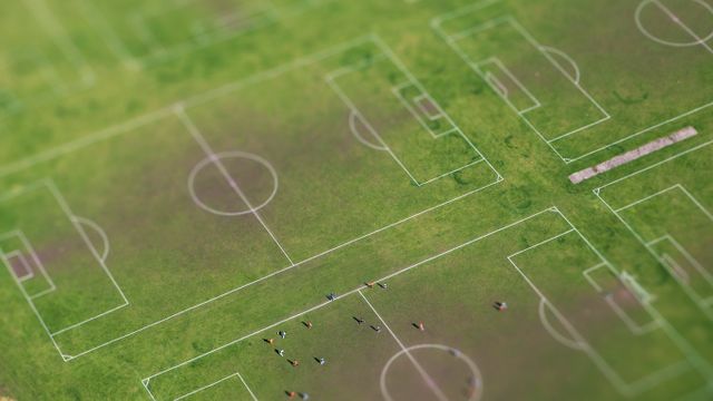 An aerial view of football pitches in London