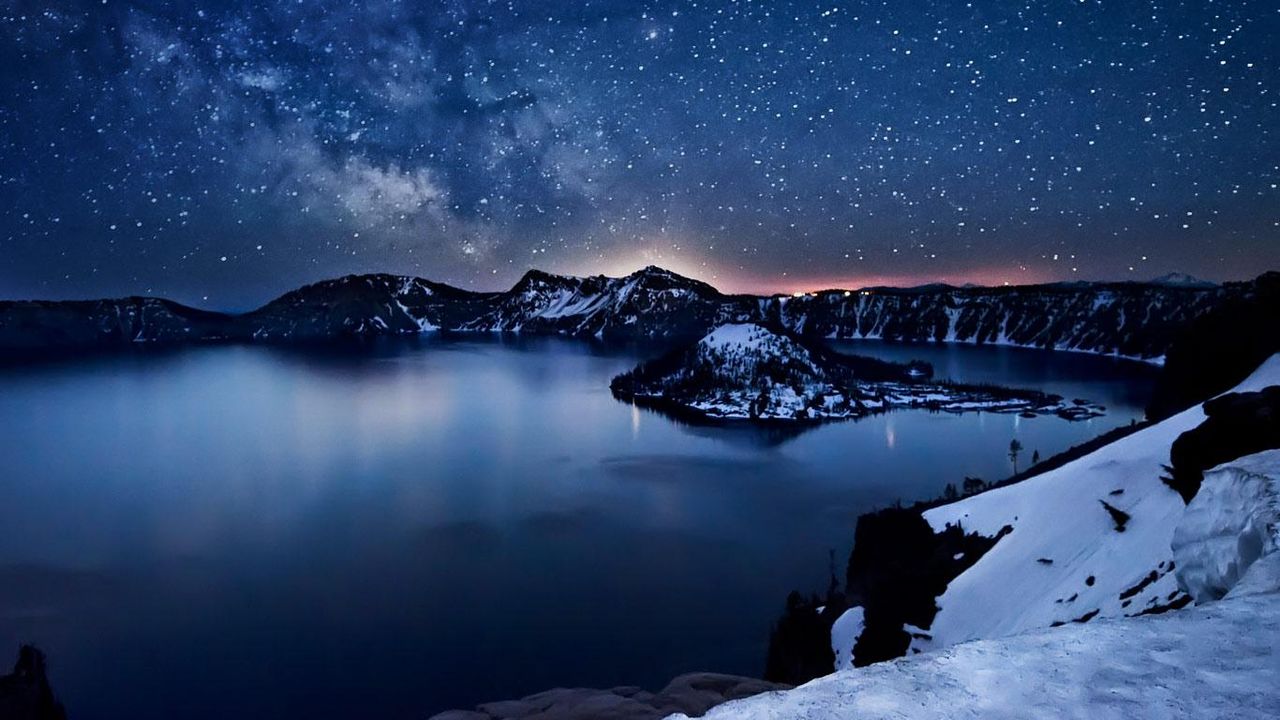 Milky Way above Crater Lake, Oregon, USA