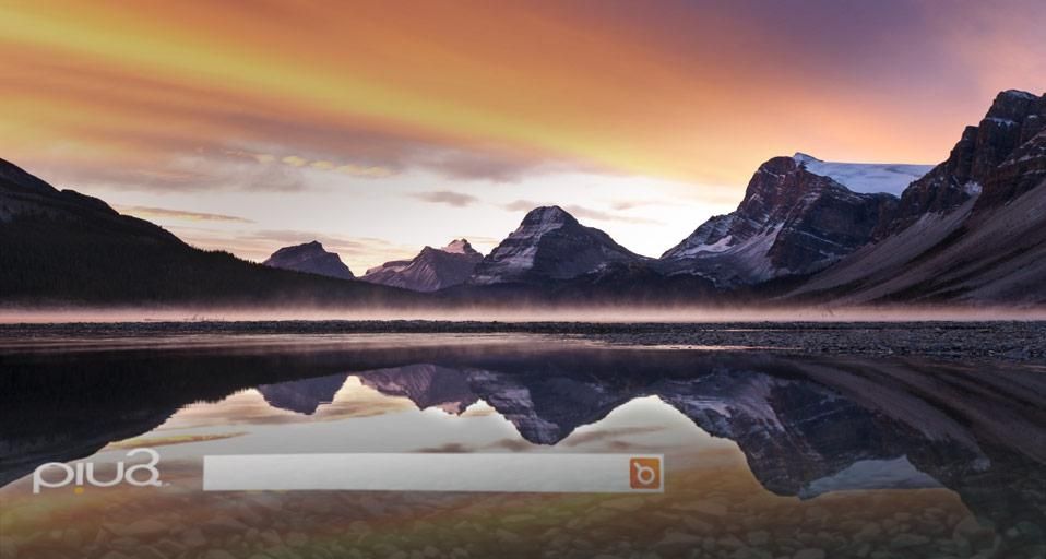 Crowfoot Mountain reflected in Bow Lake, Banff National Park, Alberta, Canada