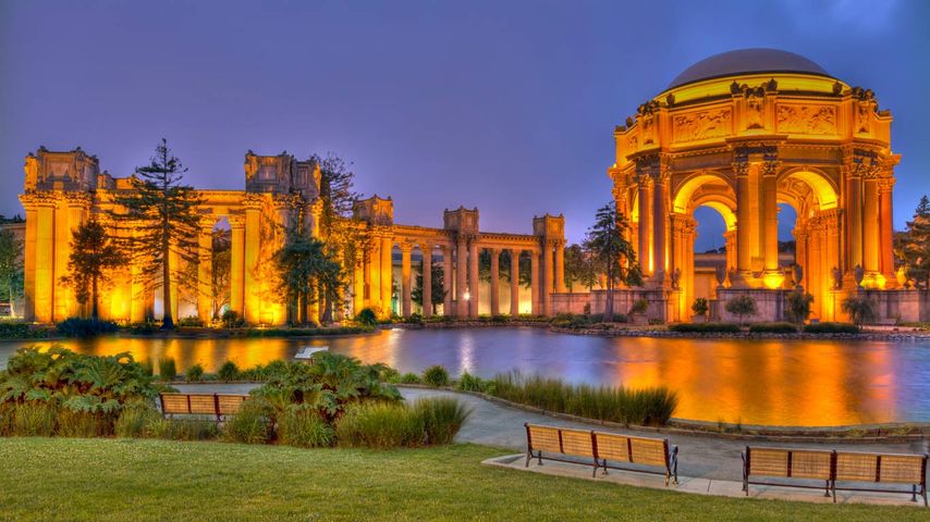Palace of Fine Arts (Palais des Beaux-Arts) dans le Marina District de San Francisco, Californie, États-Unis