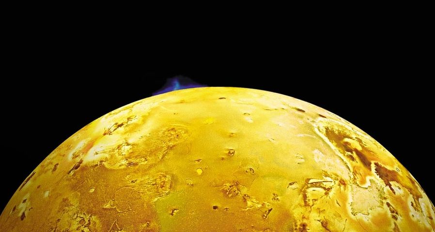 Volcanic plume above Jupiter's moon Io