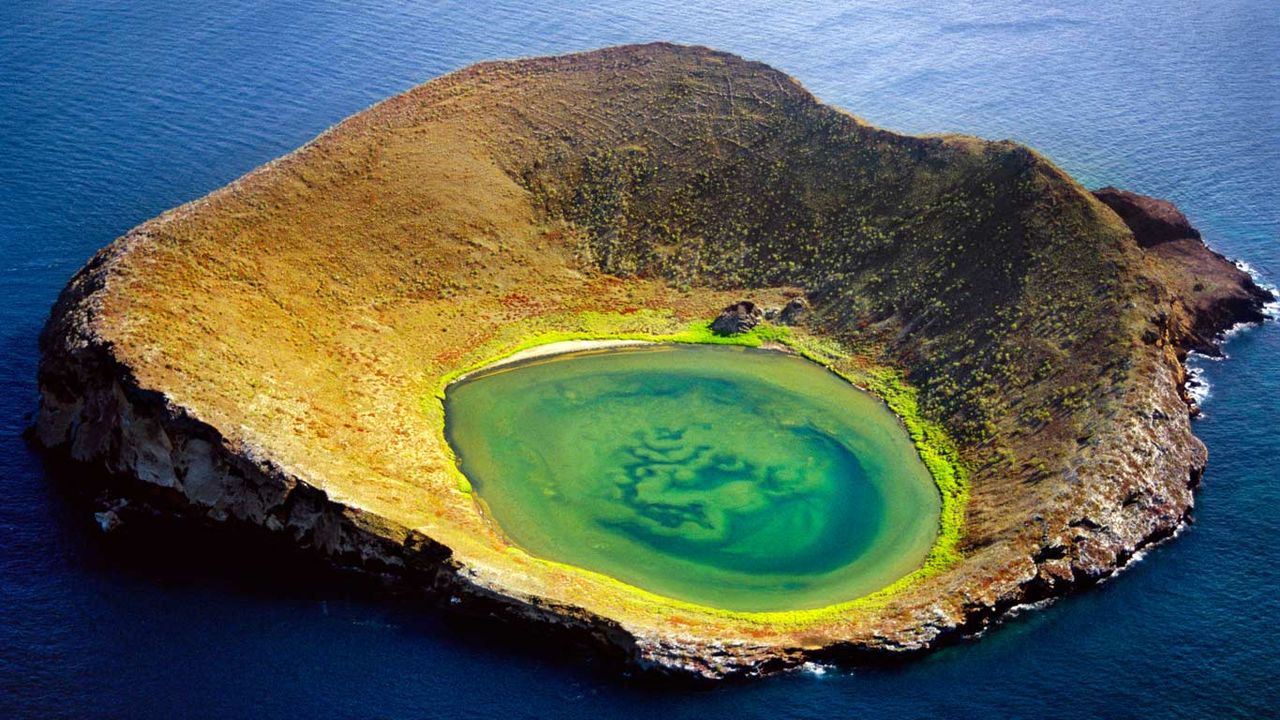 Volcanic crater off Santiago Island, Galápagos Islands, Ecuador