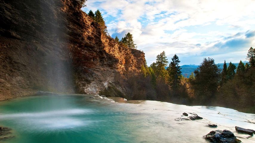 Waterfall at Fairmont Hot Springs near Fairmont, British Columbia