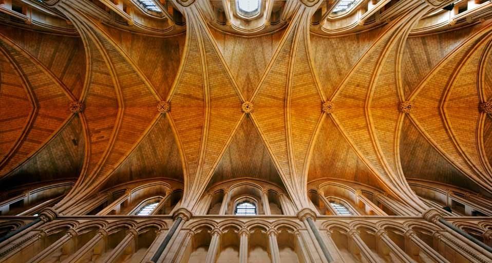 The ceiling of Southwark Cathedral in London, England