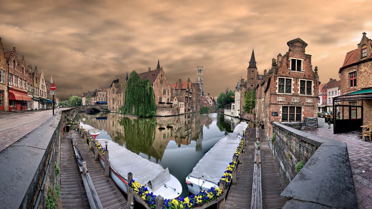 Kanäle in Brügge, Belgien
