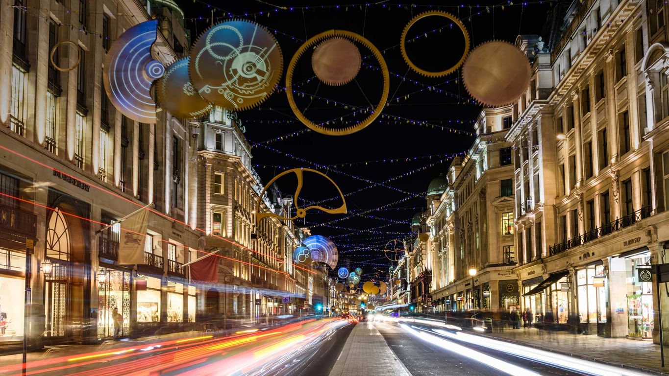 Christmas lights on Regent Street in London’s West End Peapix