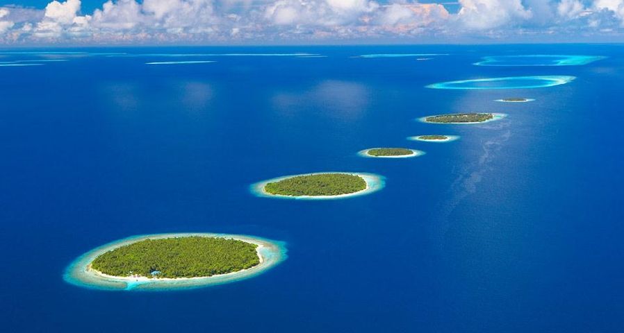 Aerial view of Southern Maalhosmadulu Atoll, Maldives