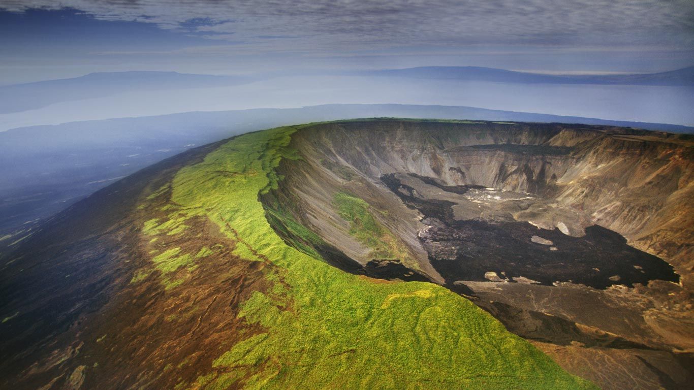 Aerial View Of A Volcano Caldera Isabela Island Gal pagos Islands