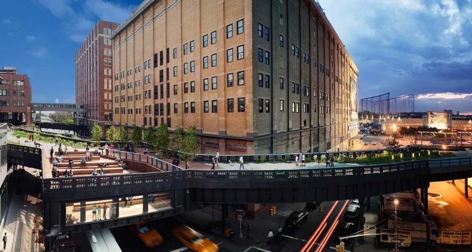 View of the High Line elevated park in New York City