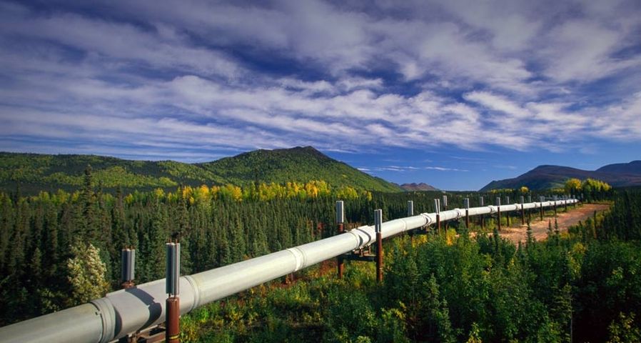 The Alaska Pipeline next to the Dalton Highway in Alaska