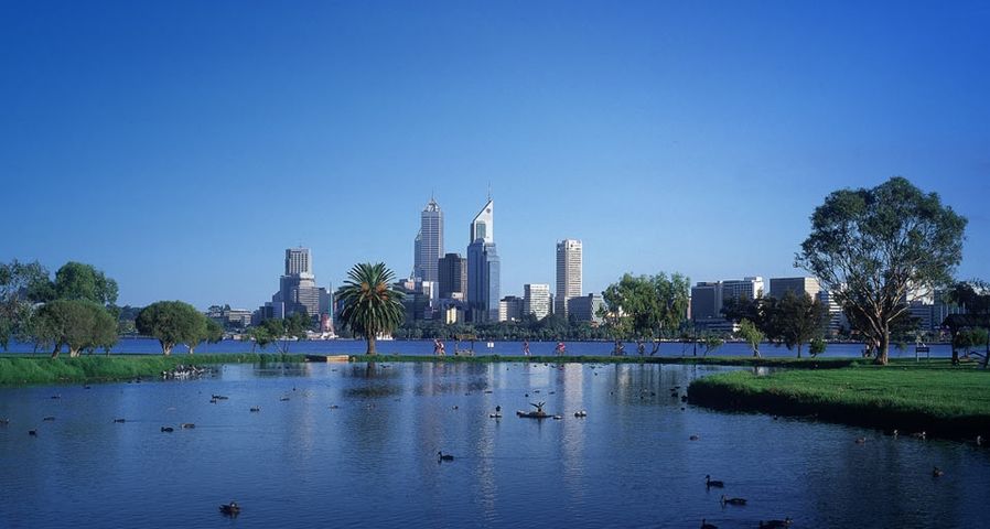 Perth skyline across the Swan river