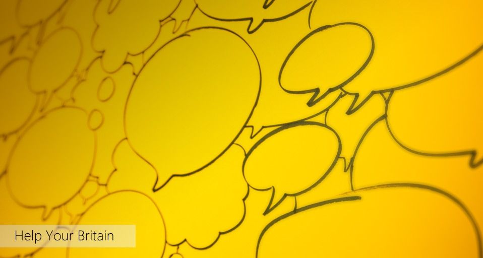 Speech bubbles as part of Bing Help Your Britain with the charity User Voice ©