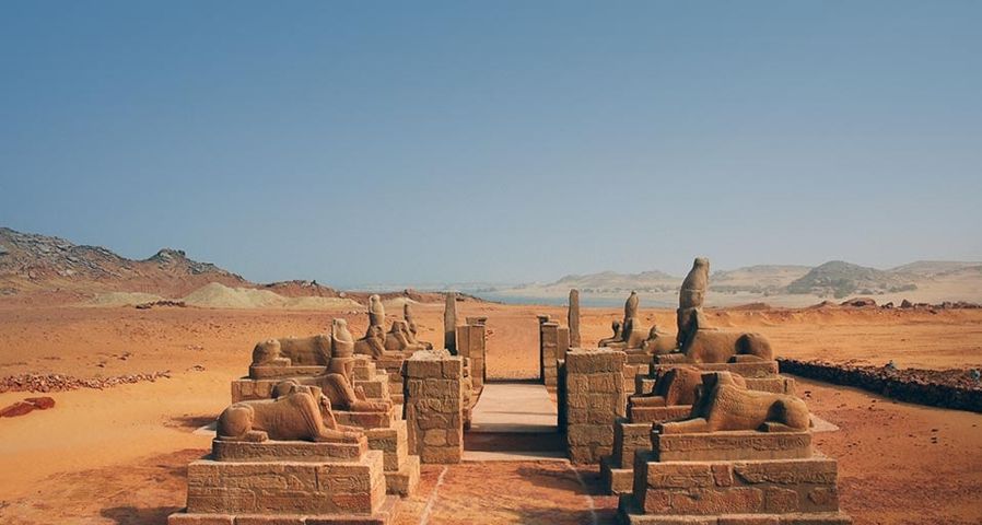 Wadi es-Sebua temple, at the edge of Lake Nasser in Lower Nubia, Egypt