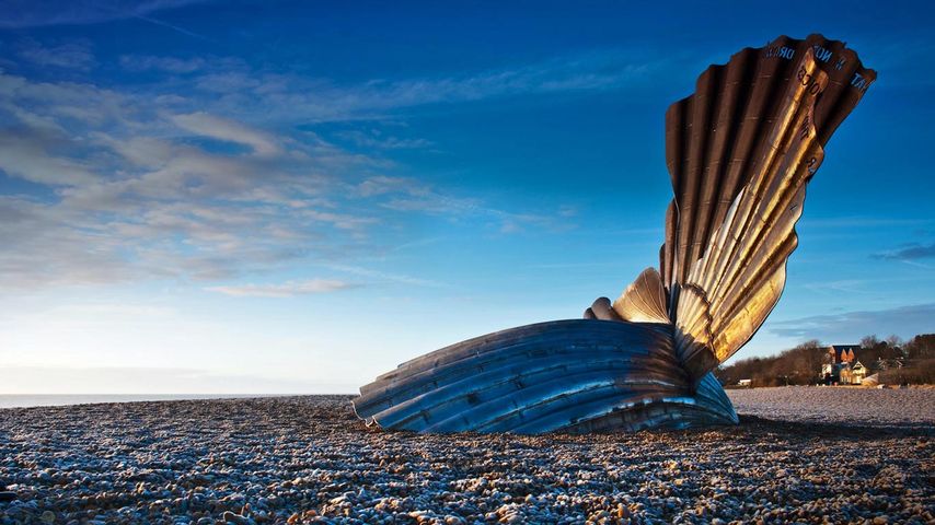 Shell Sculpture on Aldeburgh Beach in honour of Benjamin Britten