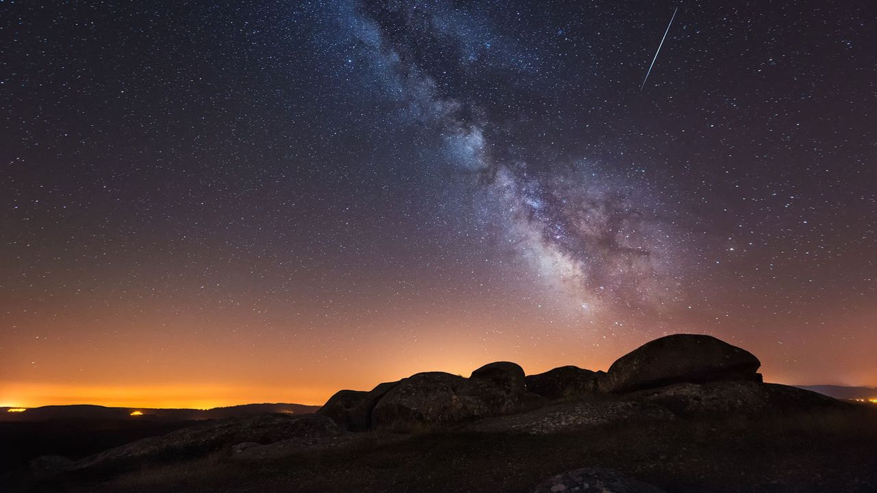 Voie lactée et perséide, La Corogne, Espagne