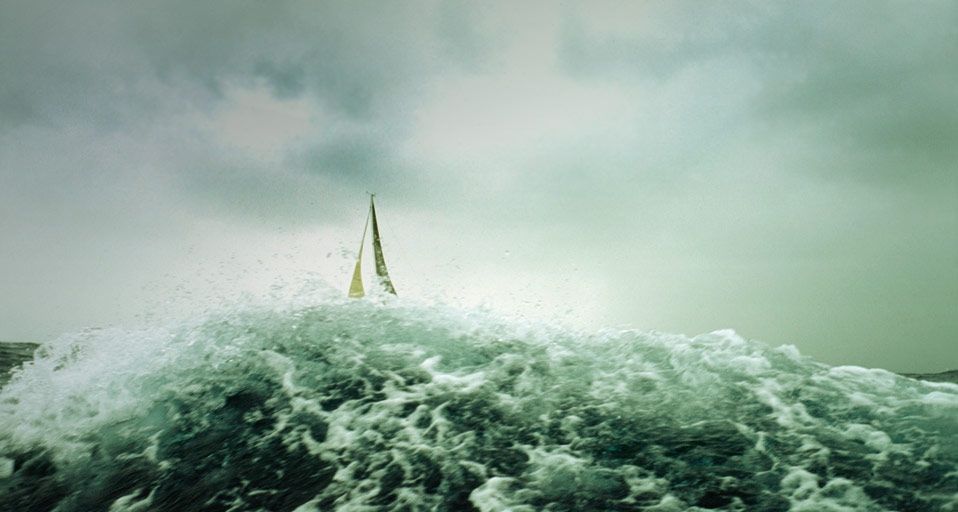 On board a yacht during the Sydney to Hobart yacht race in 2002