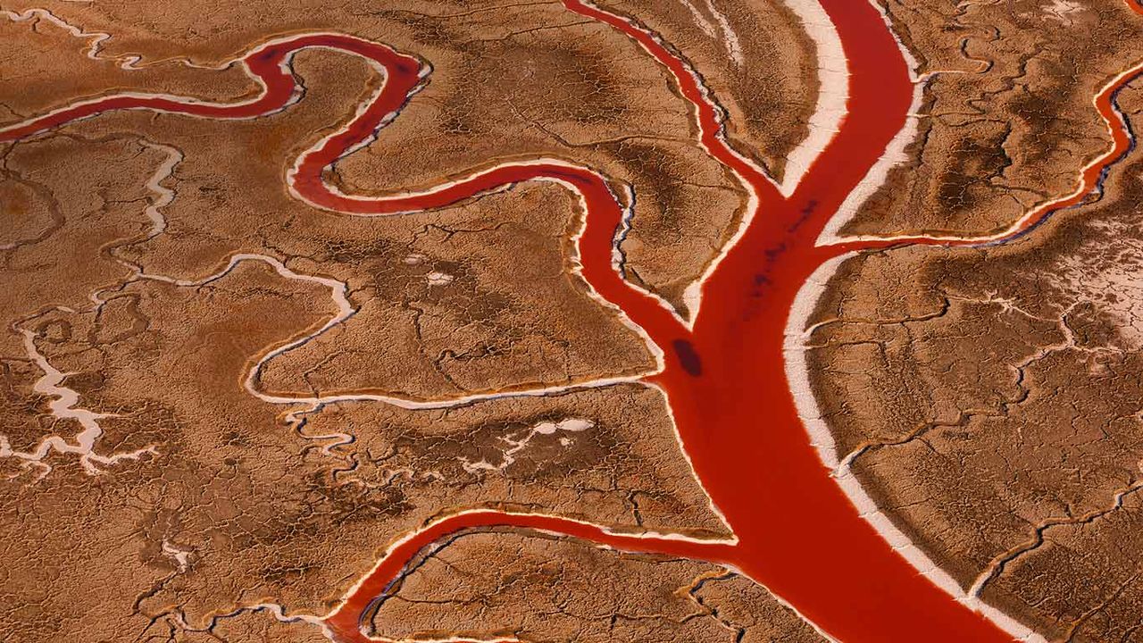 Salt flats in San Francisco Bay, California