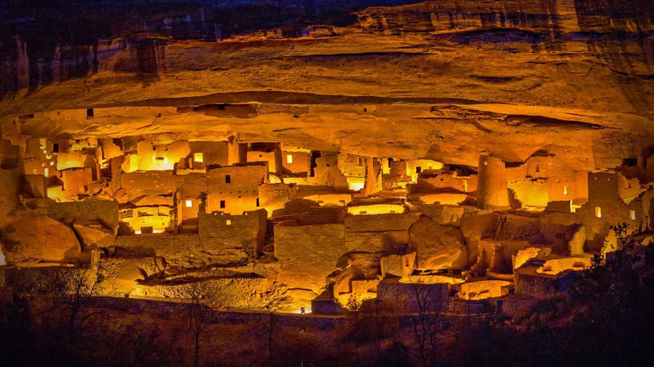 Luminaria festival at Cliff Palace in Mesa Verde National Park, Colorado 