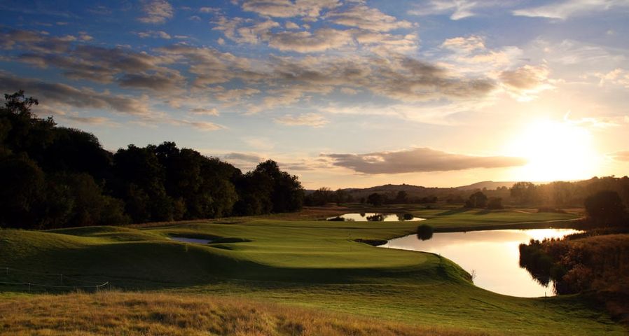 The 421 yards par 4, 14th hole on the 2010 Ryder Cup Course at the Celtic Manor Resort, Coldra Woods, South Wales
