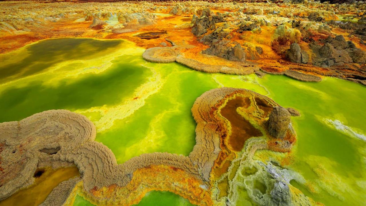 Hot springs in Dallol, Ethiopia 