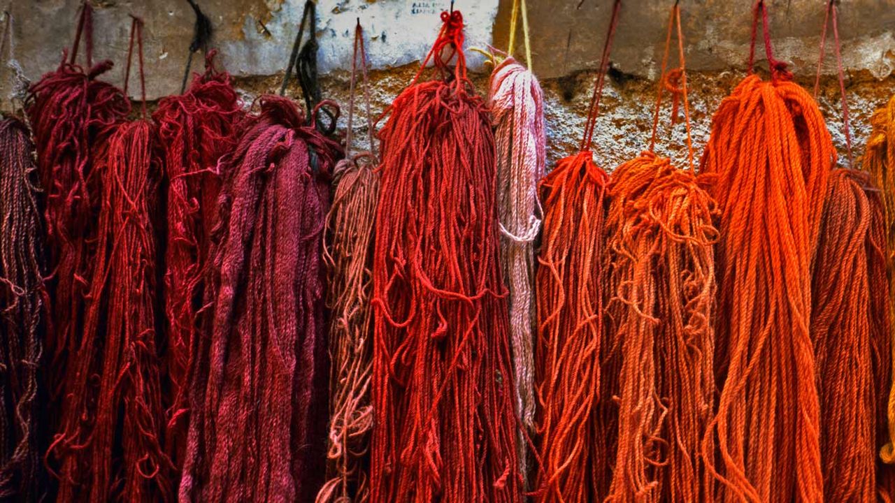 Bundles of dyed wool, Rome, Italy 