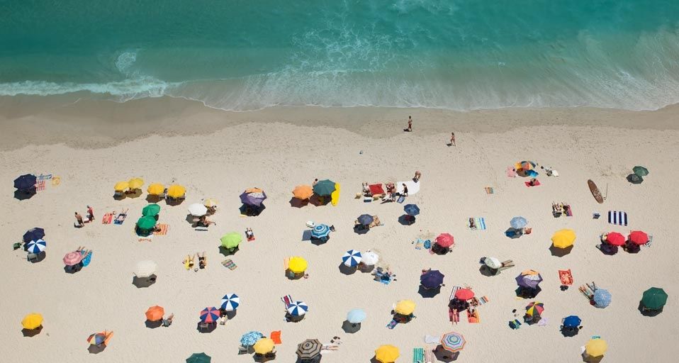 Umbrellas on a beach in Cape Town, South Africa