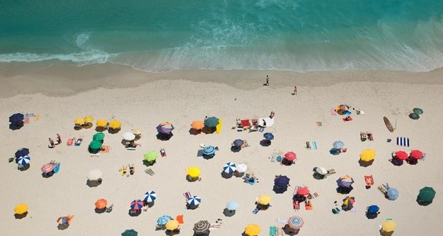 Umbrellas on a beach in Cape Town, South Africa
