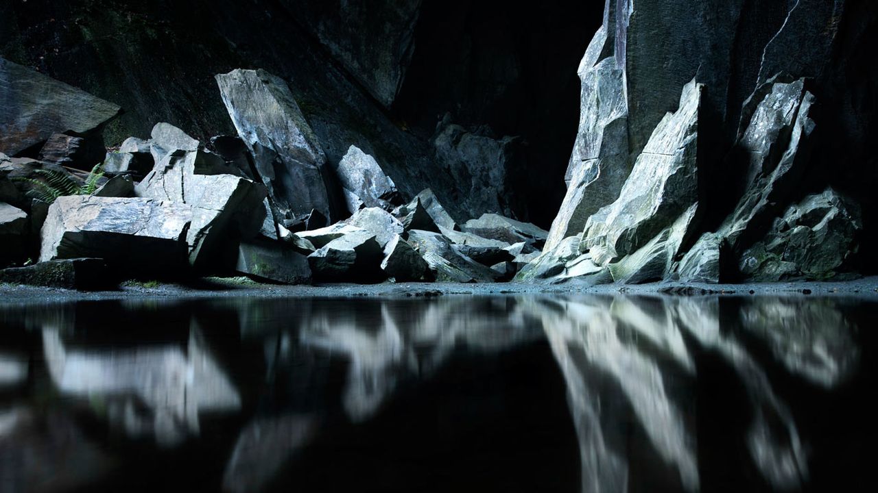 Cathedral Quarry in Little Langdale in the Lake District, Cumbria, England, UK