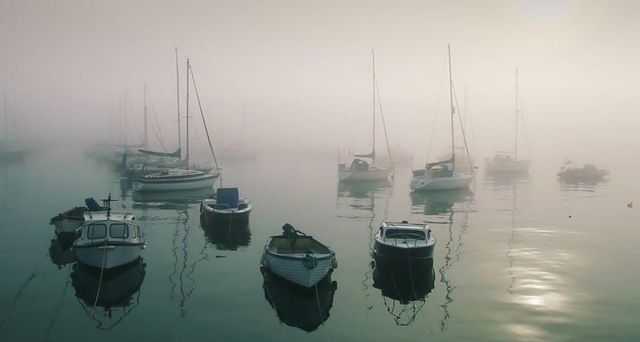 Boats moored at Penzance Harbour, Cornwall, England