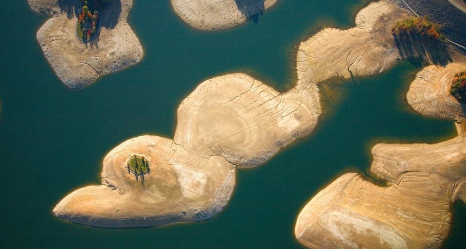 Aerial view of Summersville Lake near Fayetteville, West Virginia