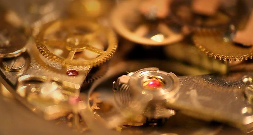 Close-up of watch cogwheel