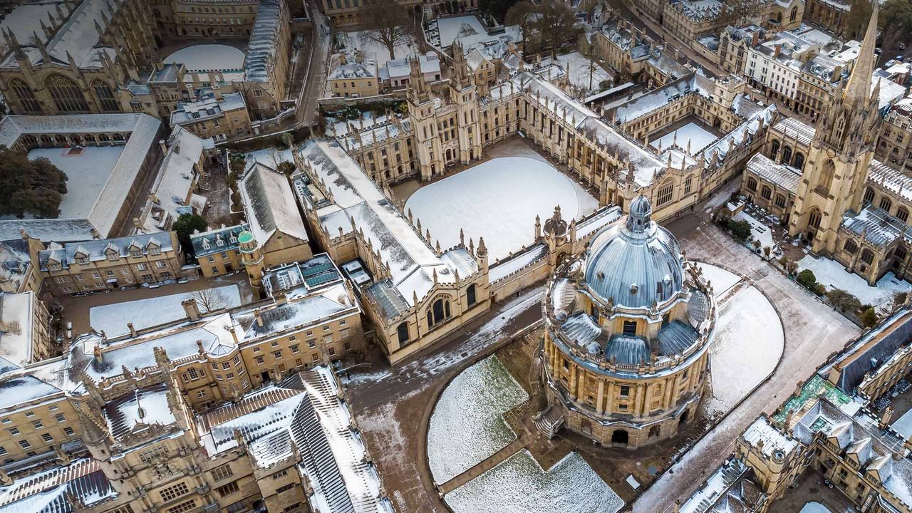 Aerial view of central Oxford, England