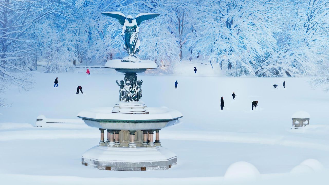 ｢雪の中のベセスダの噴水｣米国ニューヨーク州, セントラルパーク