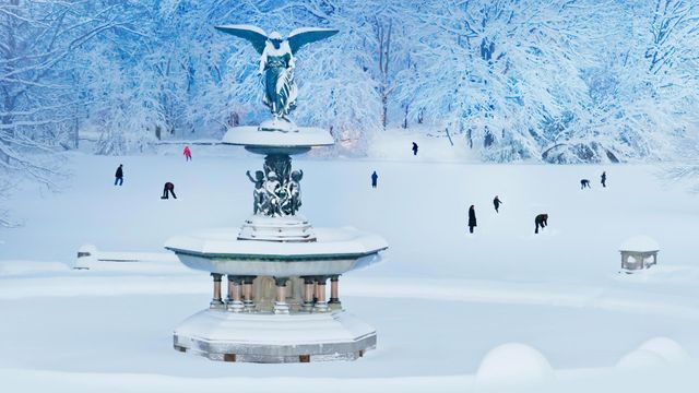 ｢雪の中のベセスダの噴水｣米国ニューヨーク州, セントラルパーク