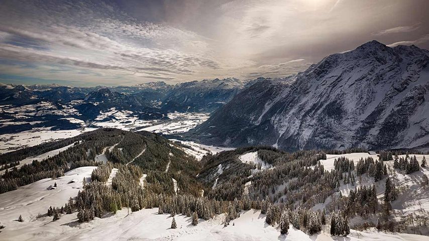 Berchtesgadener Land, Bayern, Deutschland mit Blick auf Golling, Österreich