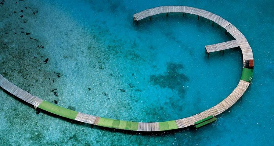Aerial view of a dock in Martinique, France