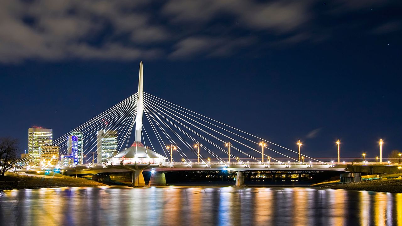 The Esplanade Riel Bridge in downtown Winnipeg