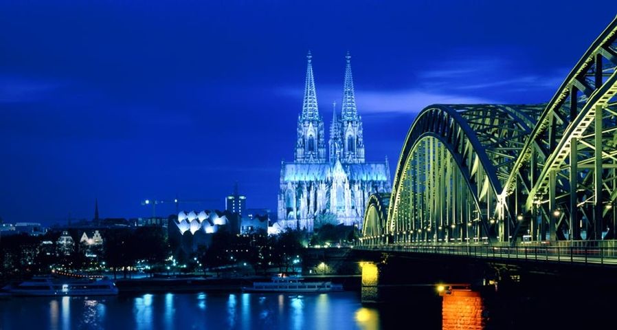 Skyline of Cologne, Germany at dusk