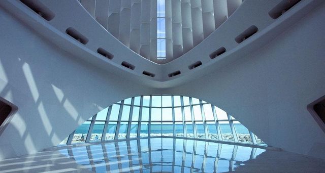 Interior view of the Milwaukee Art Museum in Milwaukee, Wisconsin