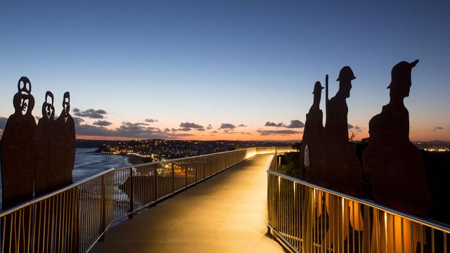Anzac silhouettes at Newcastle Memorial Walk in Newcastle, New South Wales 