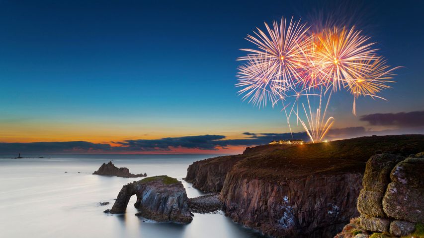 Fireworks at Land’s End, Cornwall 