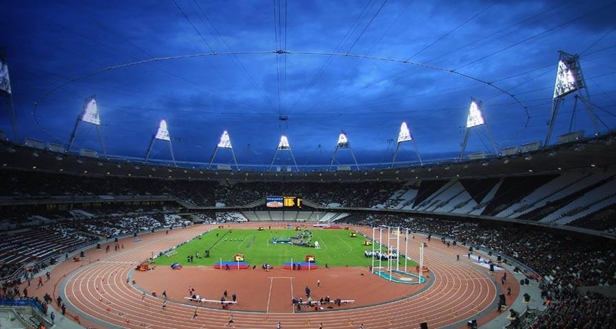 Le stade olympique à Stratford, Londres, Royaume-Uni