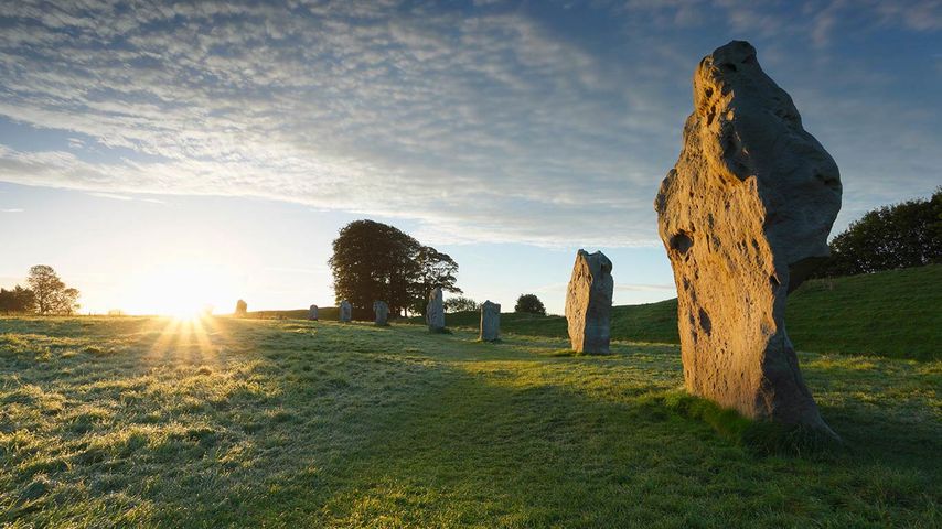 Neolithic standing stones are the Unesco World Heritage Site in  Avebury, Wiltshire