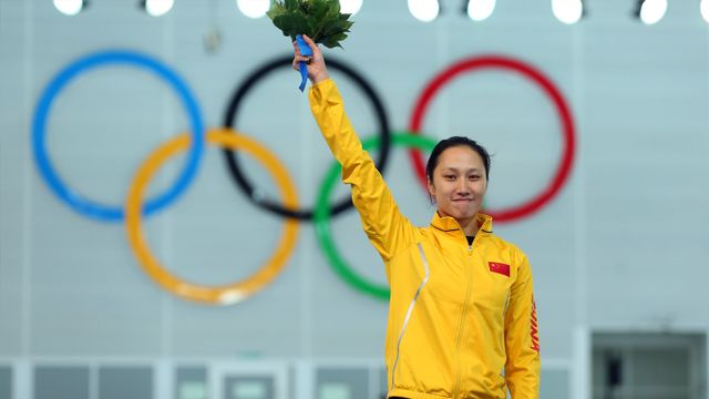 俄罗斯索契冬奥会第6天2014年2月13日，速度滑冰女子1000米项目金牌得主张虹